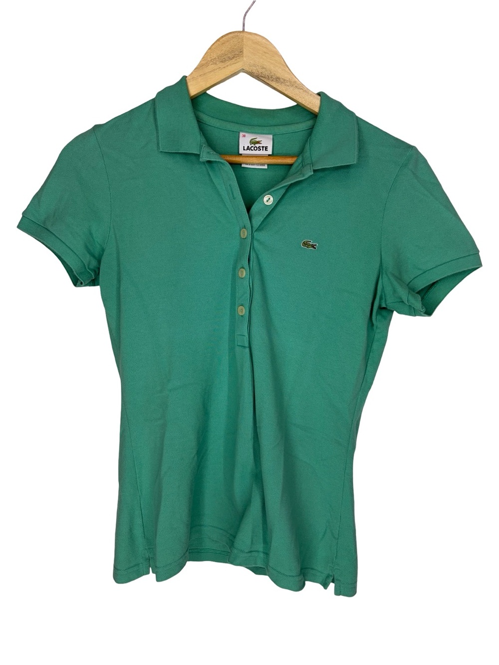 Lacoste Women's teal Green Pique Polo Top